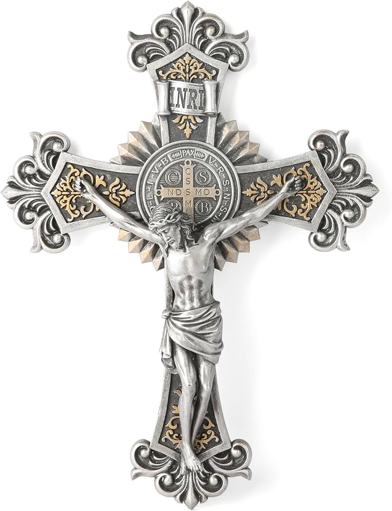 Amazon.co.jp: BCカトリック聖ベネディクト十字架壁十字架、エレガント